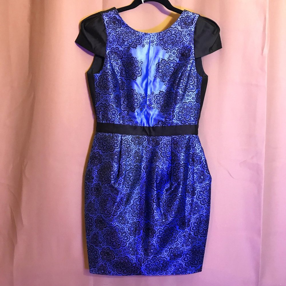 Tibi Backless Metallic Silk and Wool blend Dress Size 4